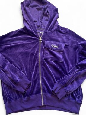 Justice Purple Velour Hoodie with Gold Accents